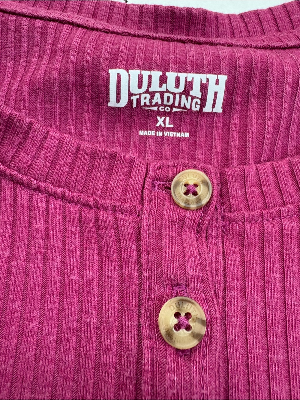 Duluth Trading Co Women’s Ribbed Long Sleeve Henley - Berry Pink SZ XL Farmcore